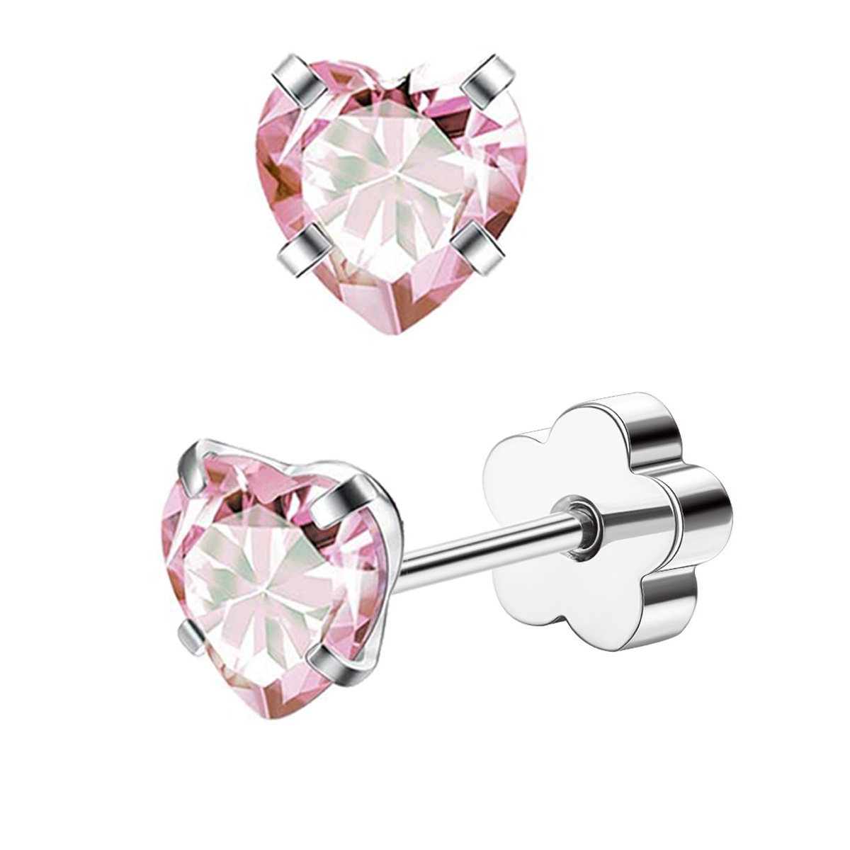 TUPMI Hypoallergenic Flat Back Earrings for Women Stainless Steel Cartilage Earrings Heart Handmade Screw for Sensitive Skin Nap