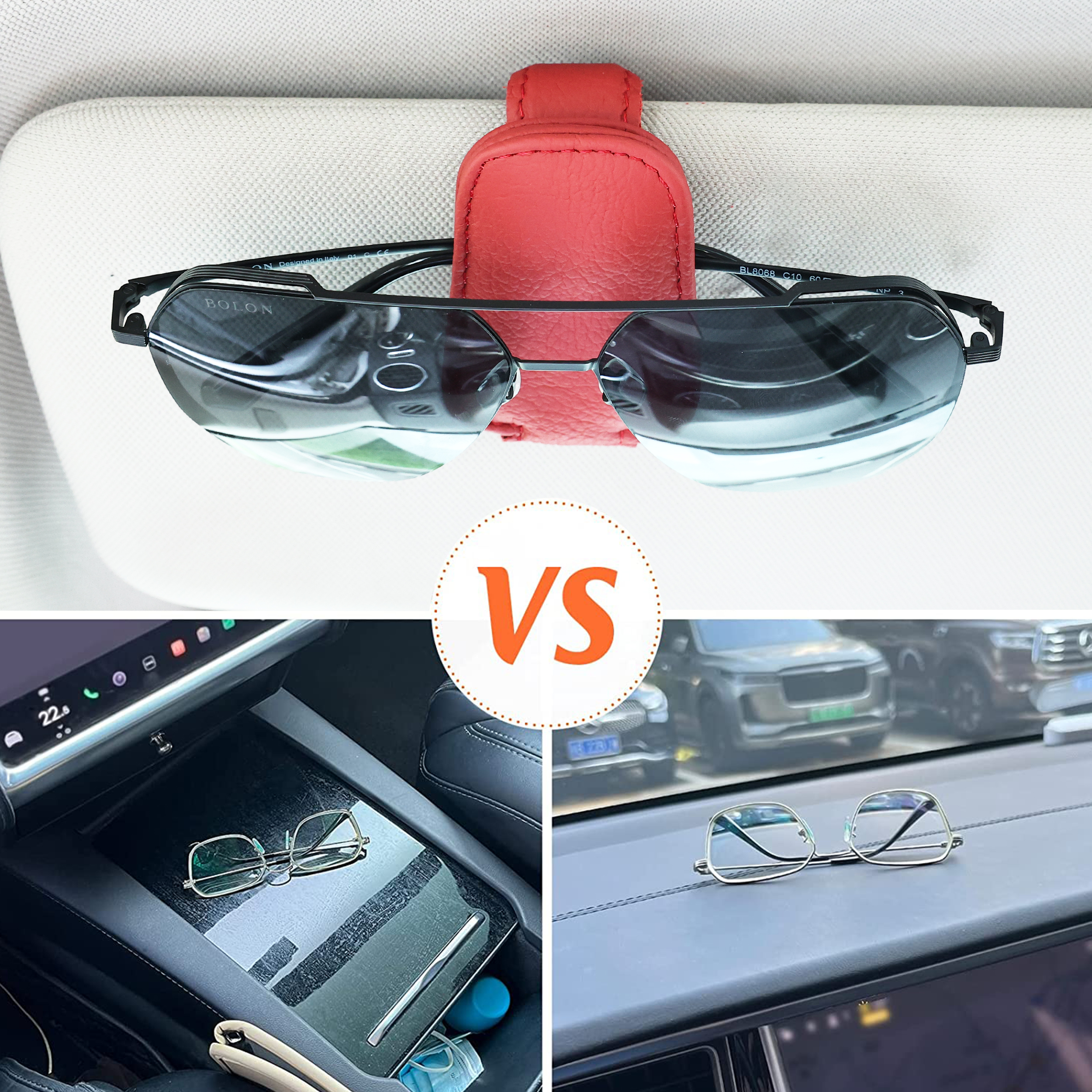 Magnetic Leather Glasses Holder for Car Sun Visor, Sunglasses Hanger Clip for Car SUV, Car Interrior Accessories d4ff5 5 2e15a