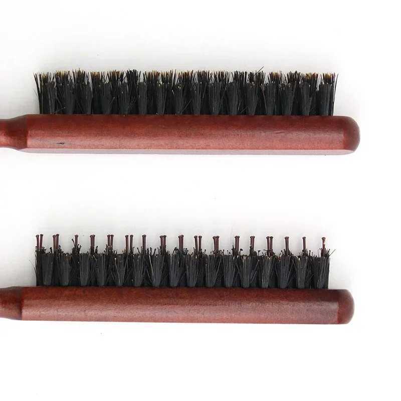 Hair comb fluffy hair three row bristle comb wooden handle hair comb back teasing brush salon supplied styling tools W241112