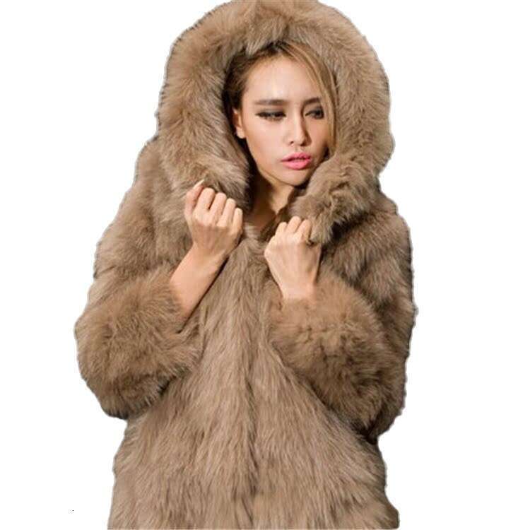 shanshi fur coat women Women's new fox long style flip hat jacket with insulation imitation fur coat