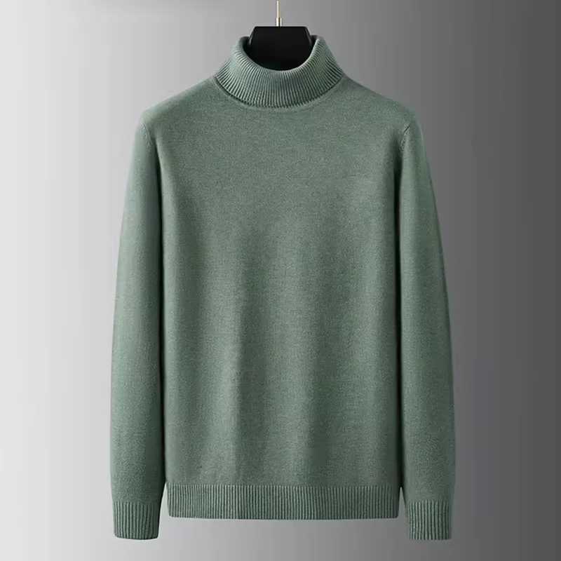 High end fashion turtle neck sweater mens winter new item solid color Korean version loose casual warm knit sweater W2411111