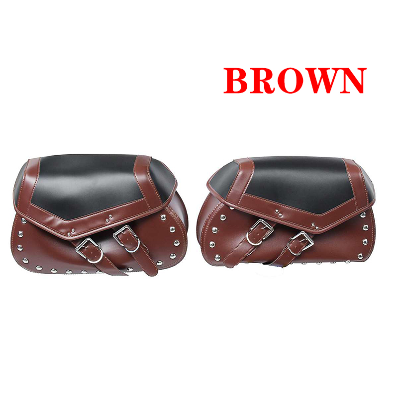 Motorcycle Saddlebag Waterproof Leather Side Tool Lage Bags Saddle Bag Pouch Black/Brown Honda Harley18L For Kawasaki