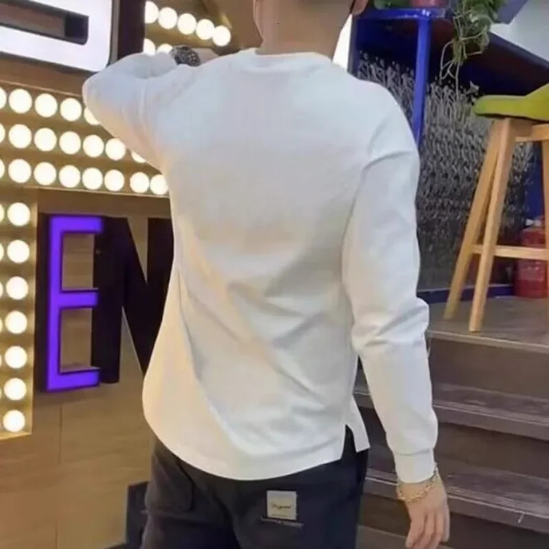 Unicolor plain sweatshirt bottom layer mens drawstring long sleeved mens T-shirt Y2k clothing high quality normal price 241112