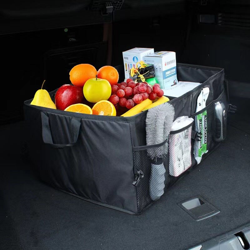 Car Trunk Organizer Black Oxford Cloth Multi-Purpose Clutter Trunk Storage Box with Handle Multi-Compartment Foldable e98b4