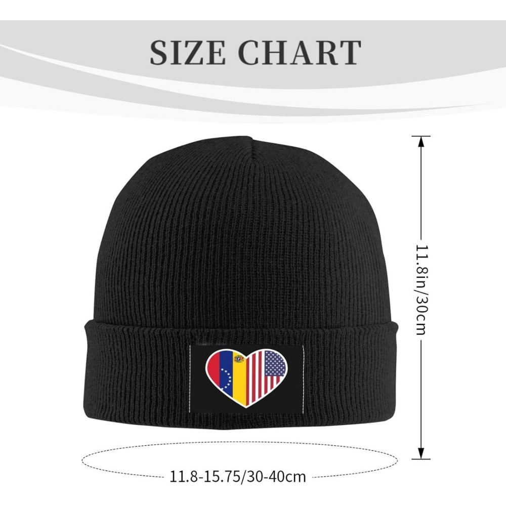 I Love America and Venezuela State Beanie Hat for Men Women Cozy Knit Skull Cap Acrylic Winter Hats