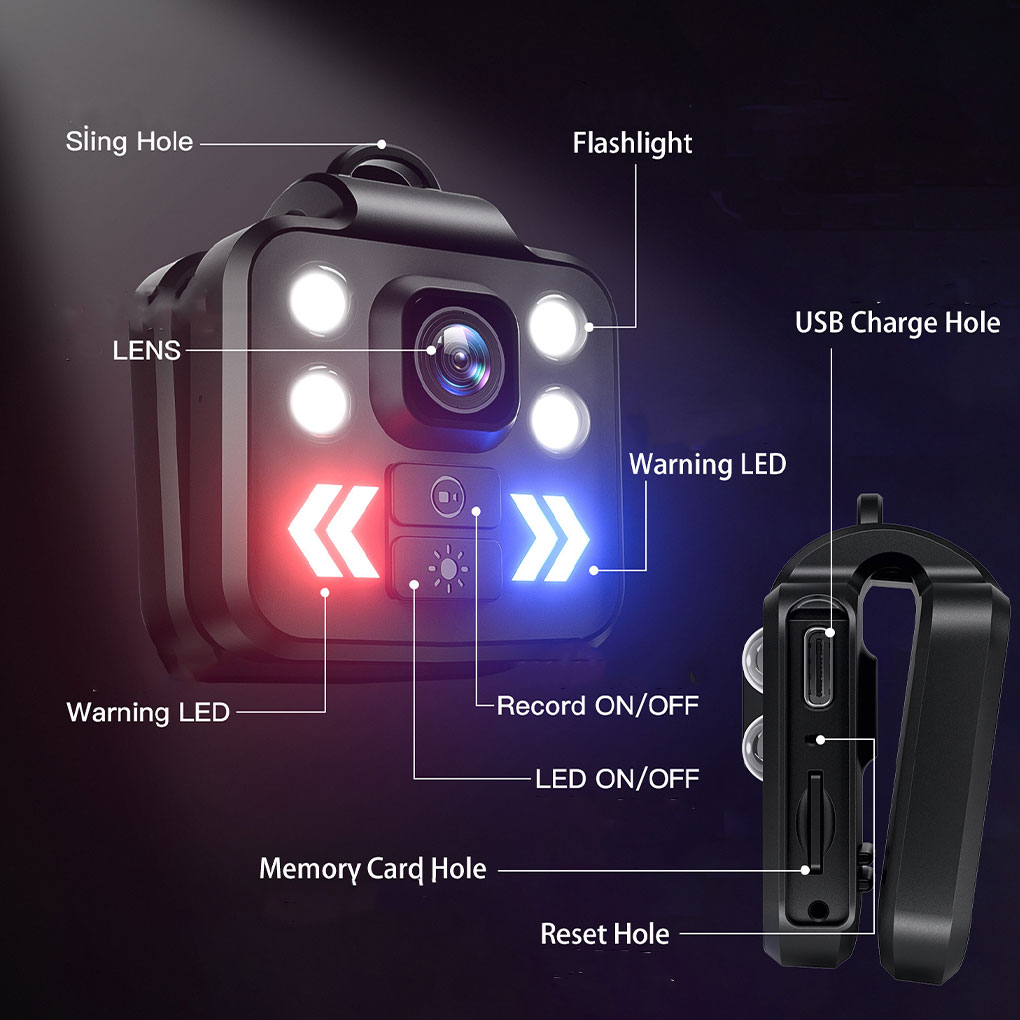 Mini Body Camera Head-mounted Video Recorder LED 1080P Cam Outdoor 797a4