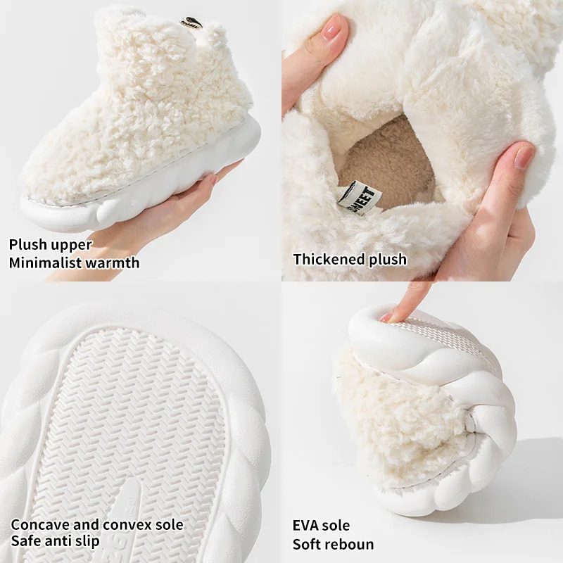 Cotton slippers for womens autumn and winter home use indoor plush bags with warm heels for external wear 241112