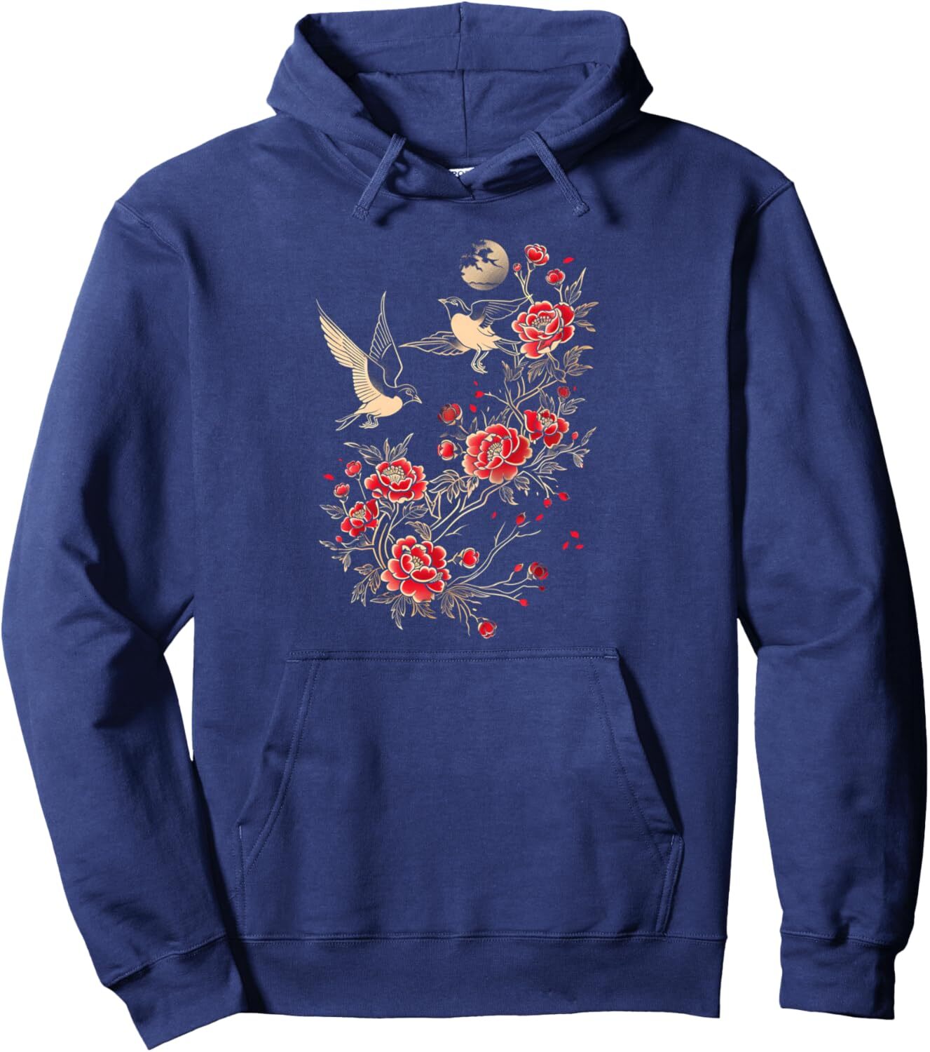 Hoodie for Mens Womens Japanese Art Bird Flower Blossom Tree Crane Japan Pullover Hoodie Graphic Hoodies sweatshirt