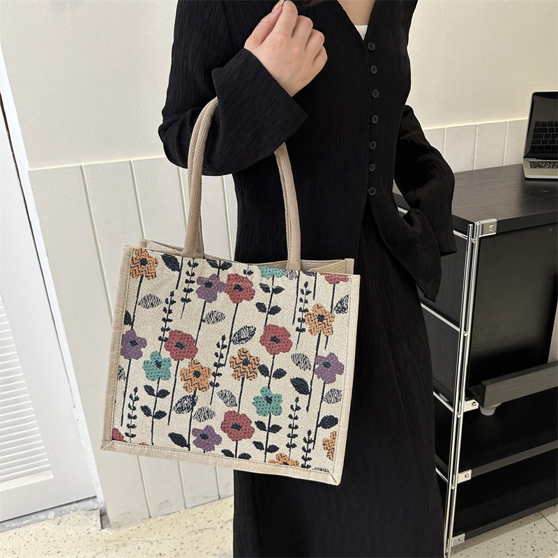 Large Capacity Tote Bag Luxury Designer Handbags For Women 2024 Brand Jacquard Embroidery Canvas Shoulder Bag Big Shopper Bags