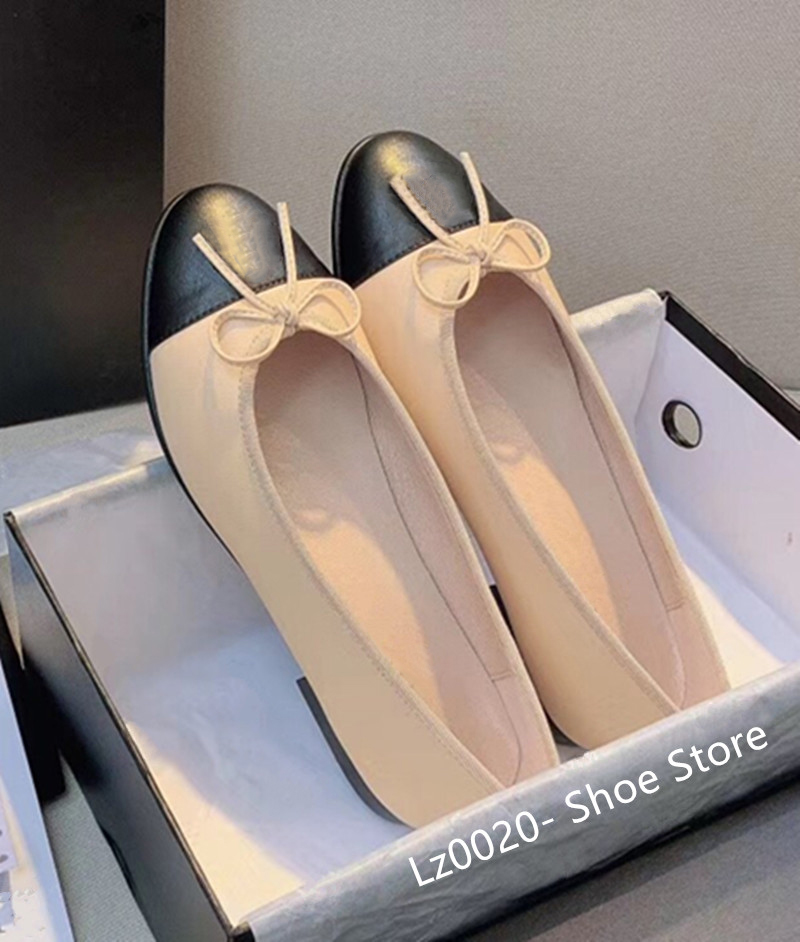 Dress shoes designer shoes black ballet flat shoes women's quilted leather shoes ballet shoes luxury round toe women's dress shoes 35-43