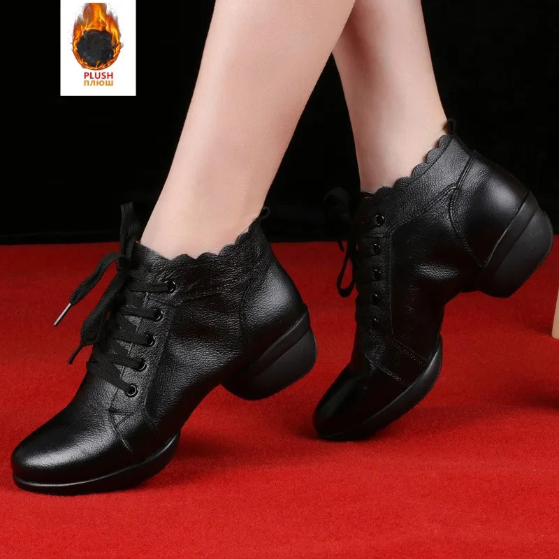 Dance Shoes Womens Modern Soft Outsole Jazz Sneakers Real Leather Breathable Womens Dance Fitness Exercise 241111