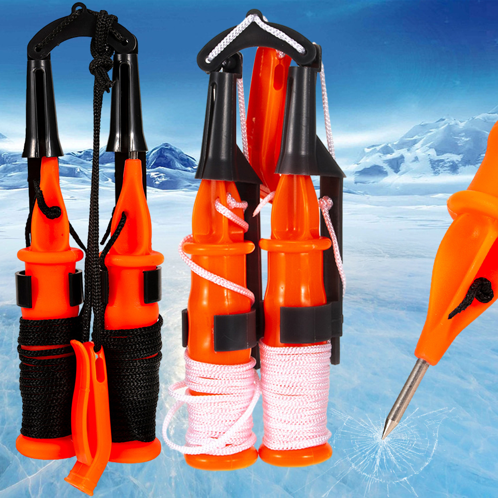Fishing With Ice Pick Whistle & Protective Cover Ice Picks Kit Portable Ice Breaking ddmysmile Tool Anti Slip Handle For Skating Sled Smile &