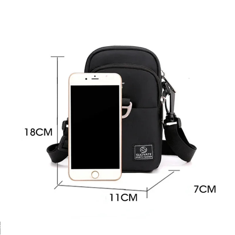 Fashion 3 Layers Men Small Shoulder Bag High Quality Durable Nylon Male Handbag Portable Messenger Flap Mini Waist 241111