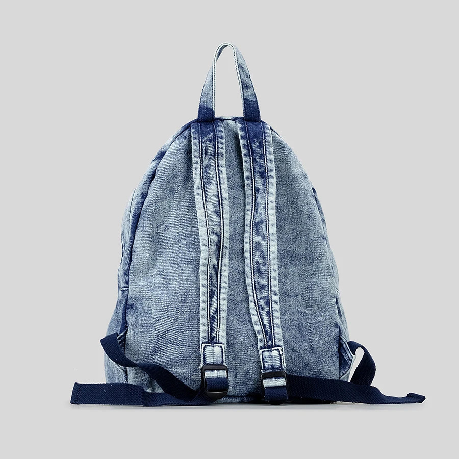 Retro washed denim womens backpack trend tie dye college backpack Y2K travel school backpack 241111