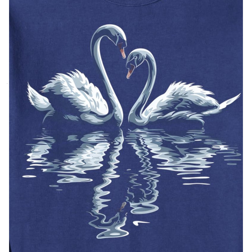 Long Sleeve Shirts for Men sweatshirt Swans Heart Shape Water Reflection Romantic Art Graphic Tees Sweatshirt T shirt Tee Streetwear Casual tops cloth