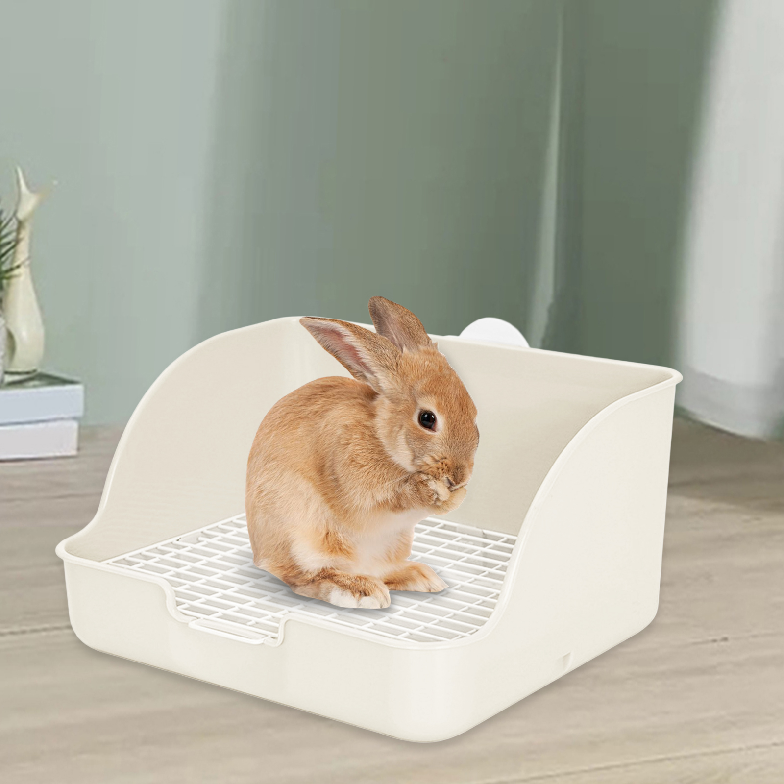 PP Plastic Rabbit Litter Box Rectangular Pet Toilet Chinchillas Bunny Potty Trainer Corner Small Animal Litter Pee Pan