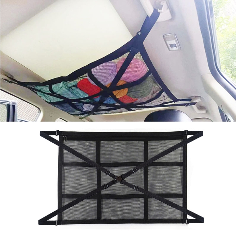 Car Roof Lage Storage Net Cargo Net Organizer Universal Mesh Bag SUV Sedan Car Ceiling Net Pocket Interior Accessory 289ba
