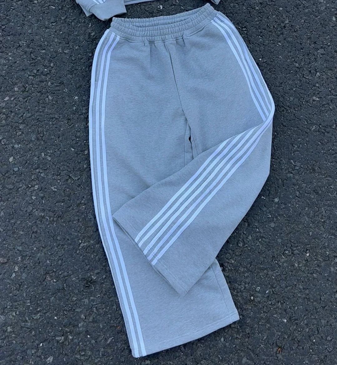 HCW Stripe Zip Up Hoodie Sweatpants Two Piece Set Y2K Clothes Mens Hip Hop Embroidery Oversized Sweatshirt Casual Pants 241111