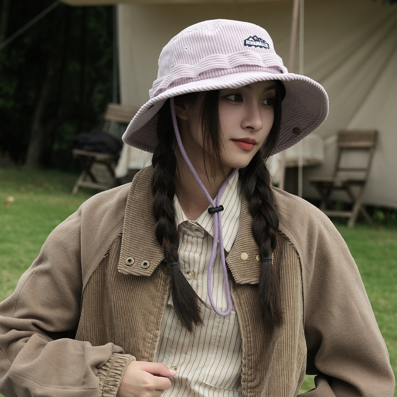 Ins Retro Corduroy Drawstring Bucket Hats Women Autumn and Winter Outdoor Mountaineering Fishing Western Cowboy Men's Caps 08d63 5 4e04c