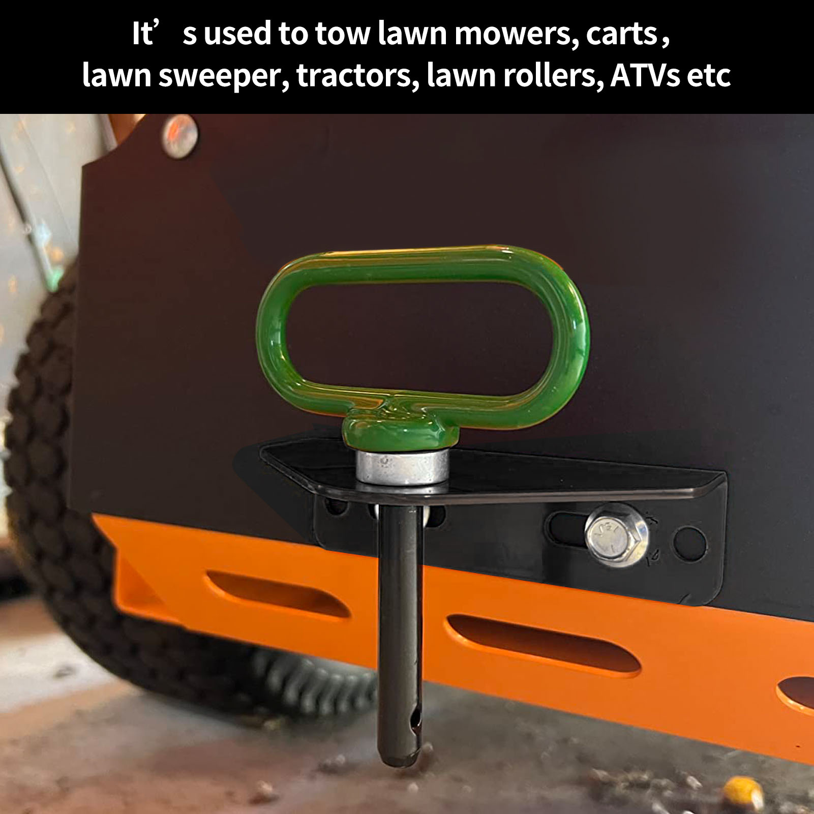 Universal Heavy Duty Magnetic Hitch Magnet Trailer Gate Pin for Mowers, Lawn Tractors with 2 Bolts -1/2'' R-Clip