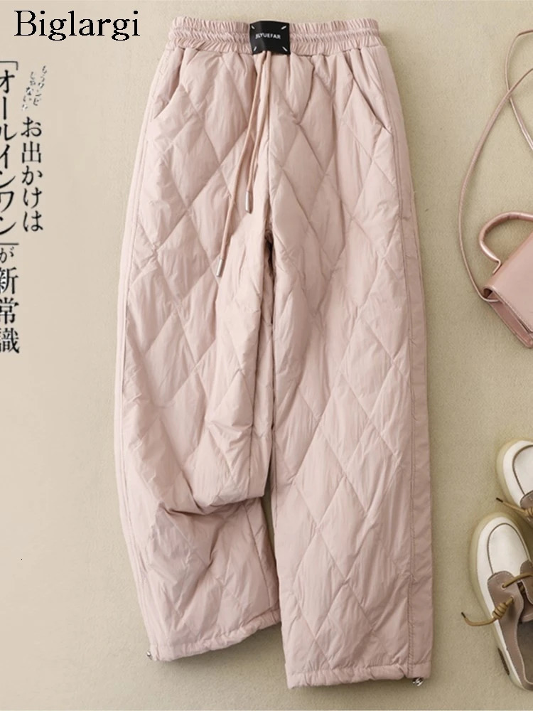 Ultra fine autumn pink apron cotton pants womens elastic high waist fashionable pink womens Trouser loose womens wide leg pants 241112