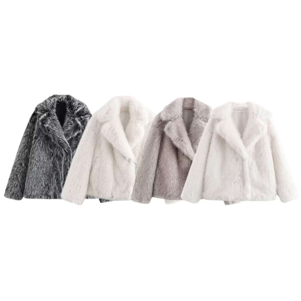 shanshi fur coat women Artificial buttoned fur hooded jacket