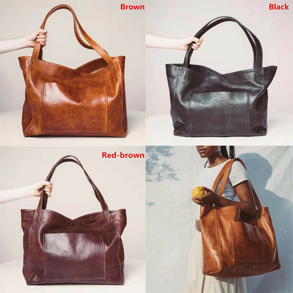 Women Vintage Weekender Soft Leather Oversized Shoulder Bag Large Tote Handbags Fashion Portable Outdoor Travel Bags