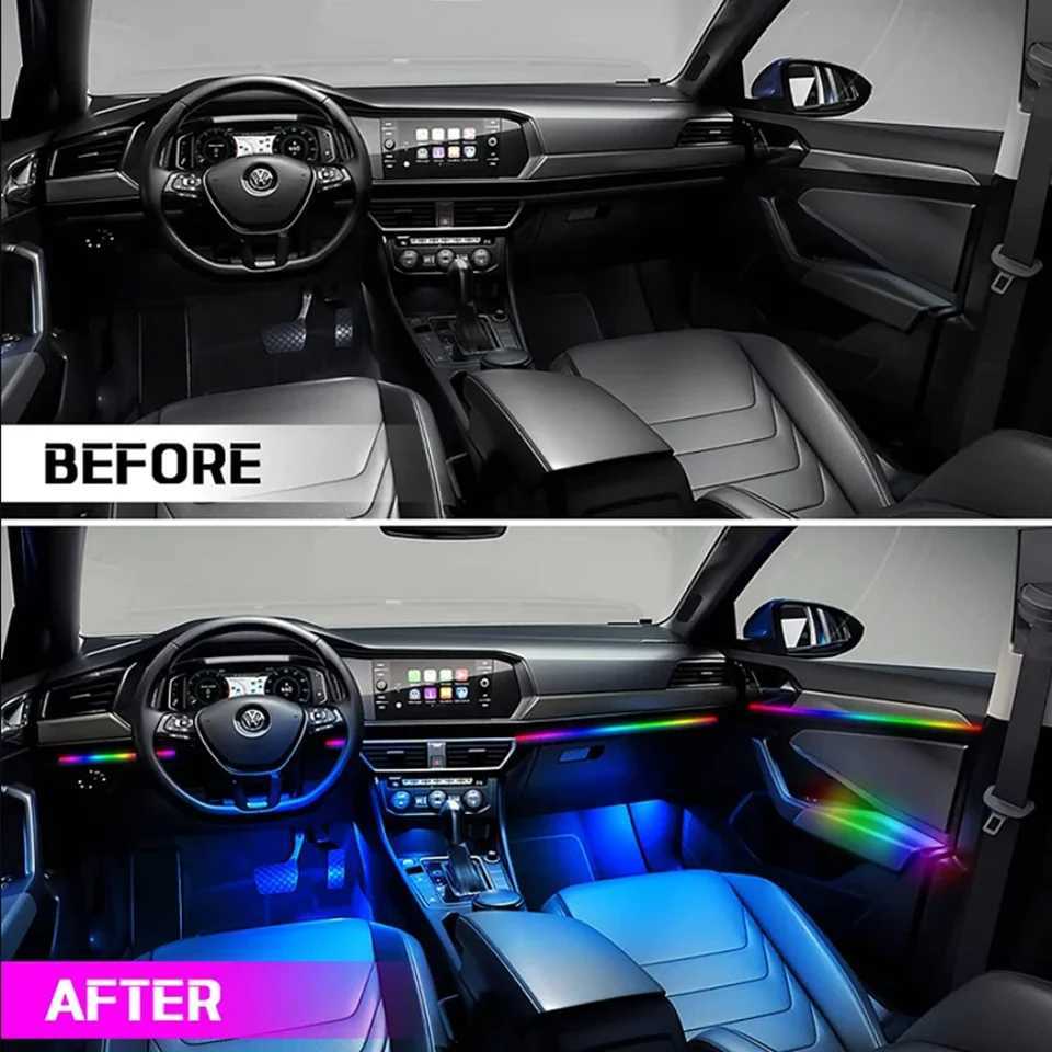 For 18/22 in 1 LED Car Interior Ambient Strip light Symphony Fiber Optic Atmosphere Lamp support APP Control Car AccessoriesLX241112
