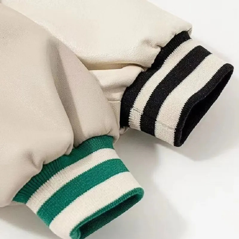 Fashion Baby Girl Boy PU Leather Baseball Jacket Patchwork Infant Toddler Bomber Coat Autumn Spring Outwear Baby Clothes 1-5Y 240329