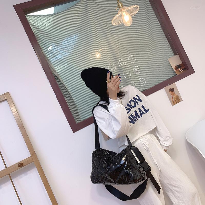 Bag Autumn And Winter Textured Wide Shoulder Strap Design Large Capacity Quilted Square Trendy Single Diagonal Women's zhanyishengli