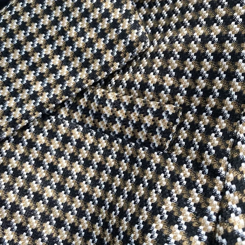 Spring Autumn Vintage Plaid Crop Blazer Top Chic Elegant Office Clothing Lady Streetwear Suit Jacket Women Double Breasted Coats 241112