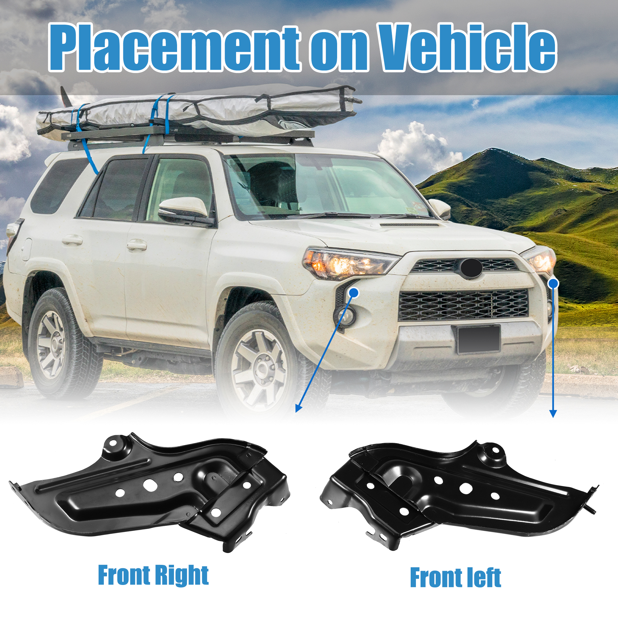X Autohaux Pair Left Right Side Car Front Bumper Mounting Support Bracket NO.5210235100/5210335110 for Toyota 4Runner 2014-2020 2a2f2