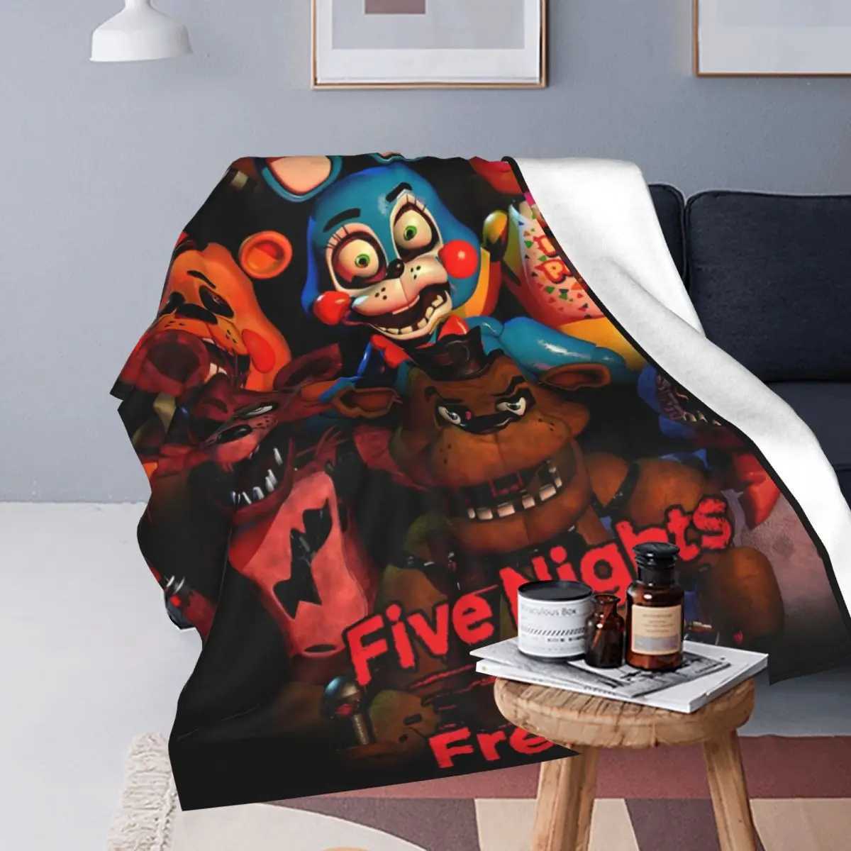 Five Nights Horror Game Blanket Fleece Spring/Autumn Cartoon Freddys Lightweight Thin Throw Blankets for Sofa Bedroom Rug PieceXJ241111