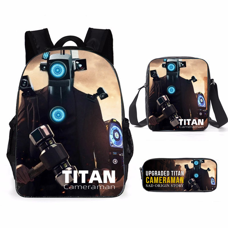 3Pcs Set skibidi toilet Mochila Titan Cameraman Backpacks Bookbag Students School Bags Anime kid Laptop Rucksack Shoulder Bag db61f