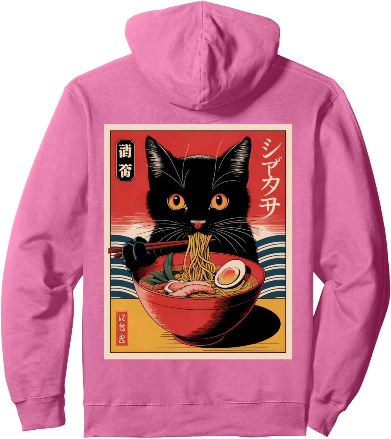 Hoodie for Mens Womens Kawaii Cat Eating Ramen Cute Japanese Noodles Funny Anime Pullover Hoodie Graphic Hoodies sweatshirt