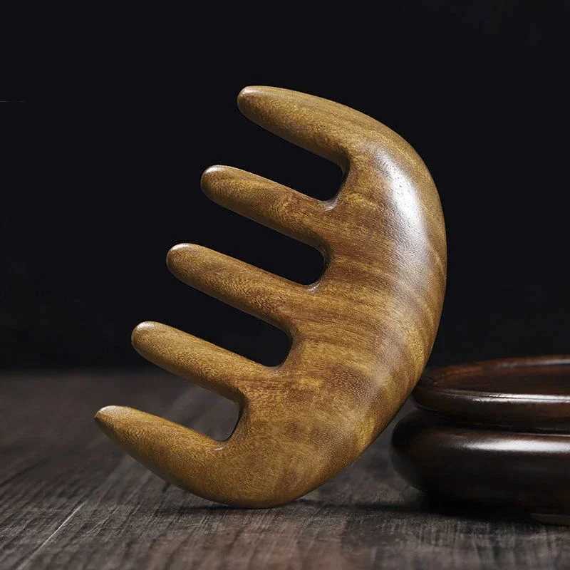 Wood therapy massage combing hair facial scalp melon sand massage natural facial sandalwood wide teeth melon sand scraping body massage W241112