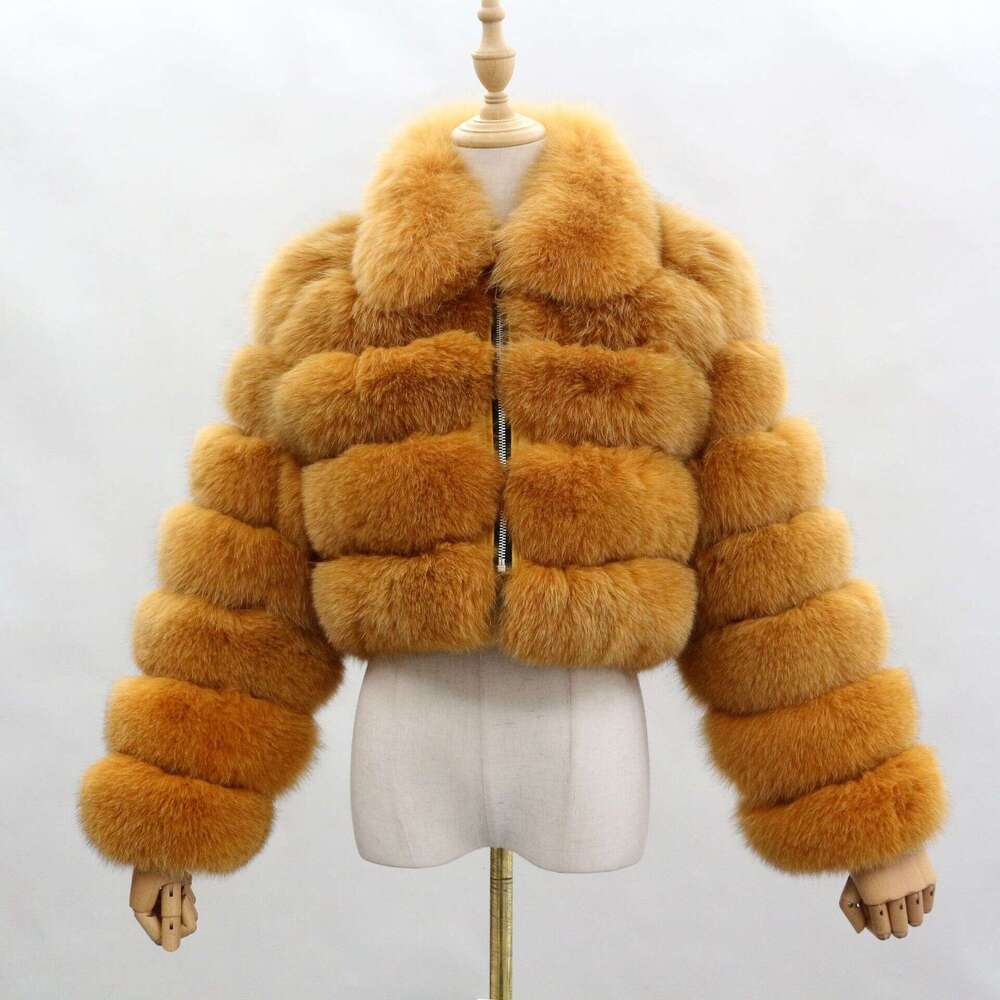 shanshi fur coat women Winter Minimalist Splicing Style Big Collar Fox Fur Coat