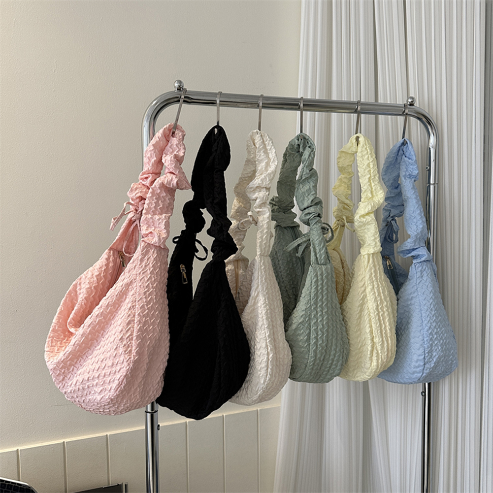 Quilted Crossbody Bag for Women Pleated Shoulder Bag Puffer Bubbles Cloud Bag Drawstring Handbags Purse Design Tote Shopper Bag