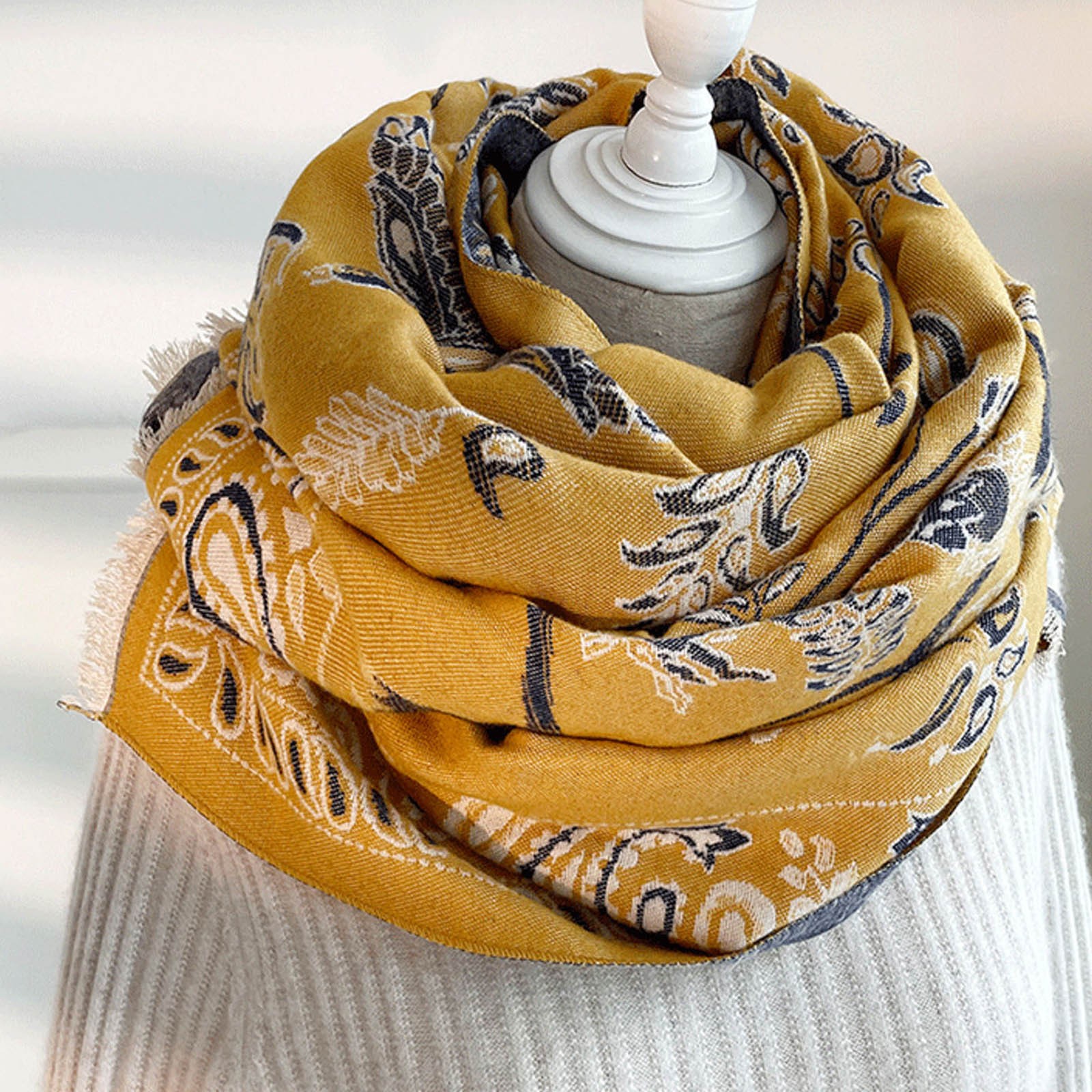 2023 New Women Elegant Print Scarf Winter Pashmina Shawls Cashmere Wraps Lady Warm Scarves Comfortable Long Scarf cbbbe 5 c8734