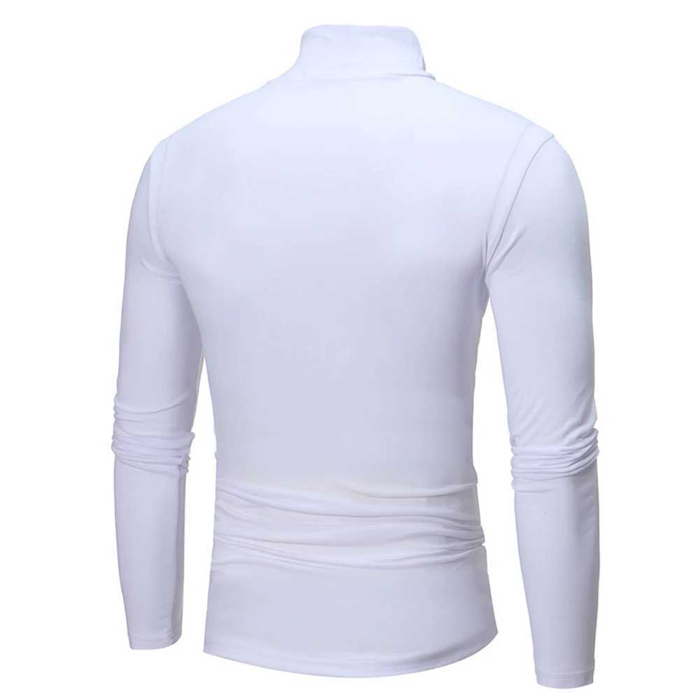 Mens solid color turtle neck long sleeved top high neck casual warm mens Camistaro Pahombre T-shirt W2411111