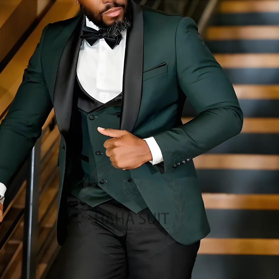 Mens Suit Slim Fit Tailored Tuxedo 3-Piece Set Wedding Party Formal Occasion Clothing 241111