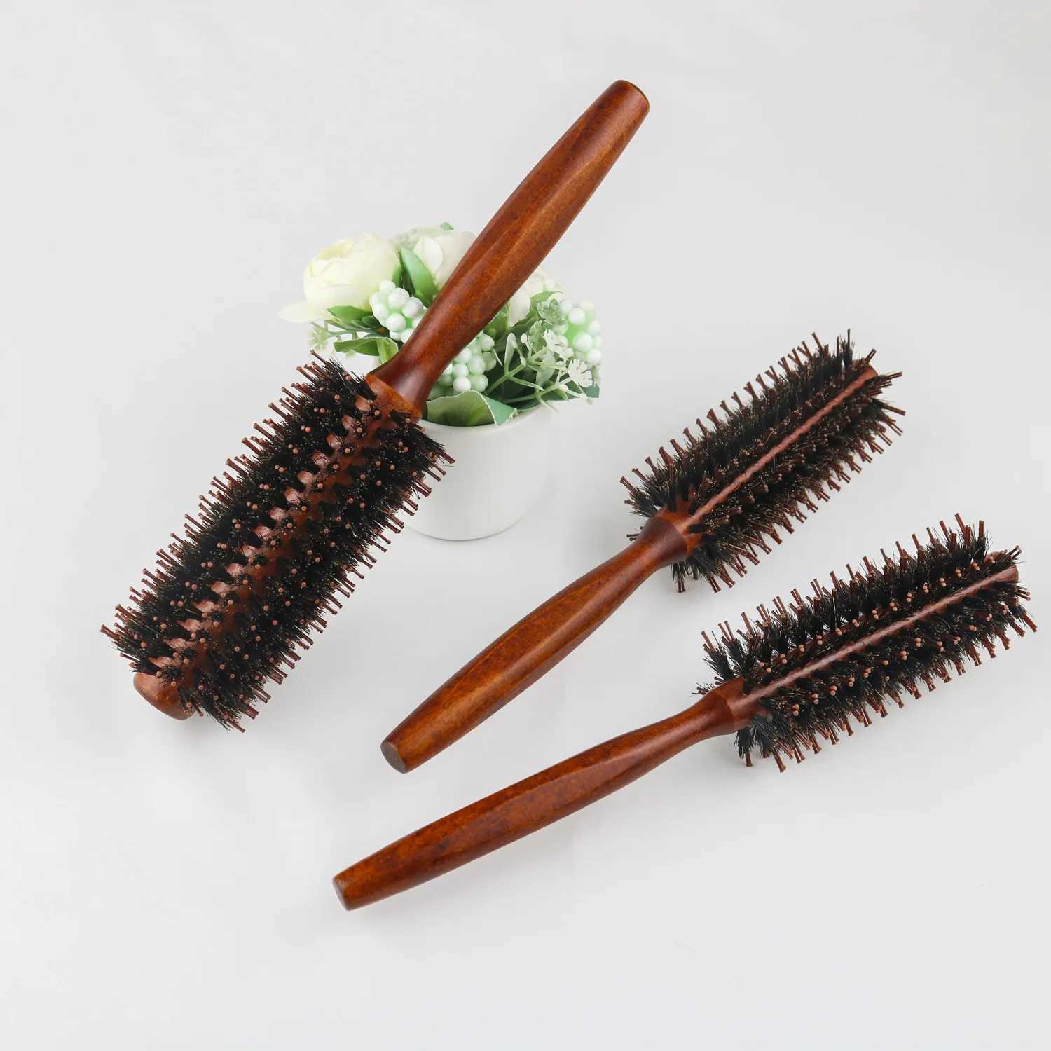 Pig mane solid wood curly hair comb square handle curly hair comb household four flat curly hair comb W241112