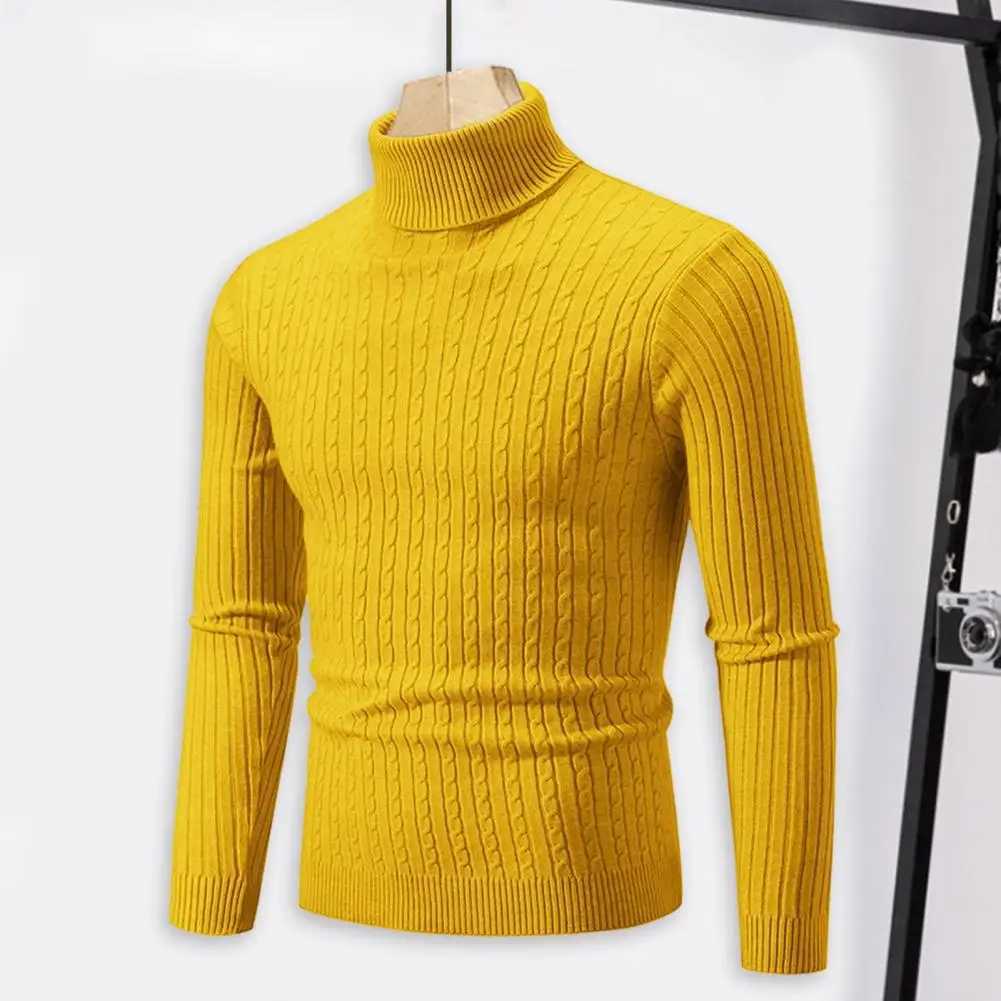 Autumn and Winter Mens Sweater Solid Color Long Sleeve Basic Mens Knitted Sweater Casual Turtle Neck Mens Sweater W2411111