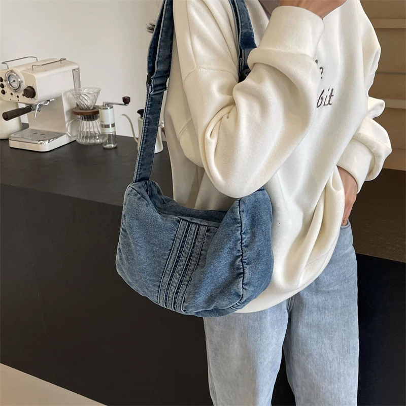 MUDUO Womens High Quality Canvas Shoulder Bag Laundry Denim Casual Handbag Fashion Tramp Japanese and Korean Bag 241111