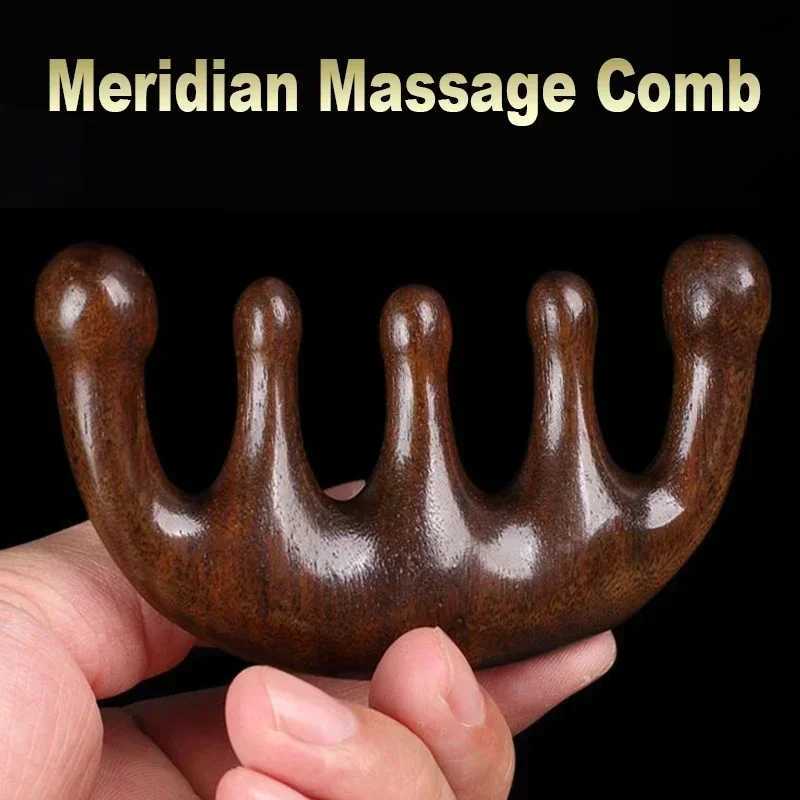 Meridian massage comb with five teeth and no handle Chinese acne hair comb blood circulation sandalwood scalp Meridian comb W241112