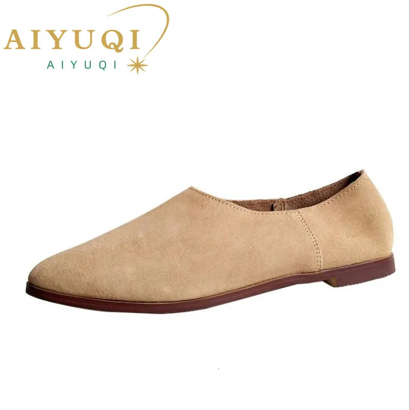 Aiyuqi Ballet Apartment Womens Shoes Leather Large Size 41 42 43 Pointed Toe Womens Shoes 241111