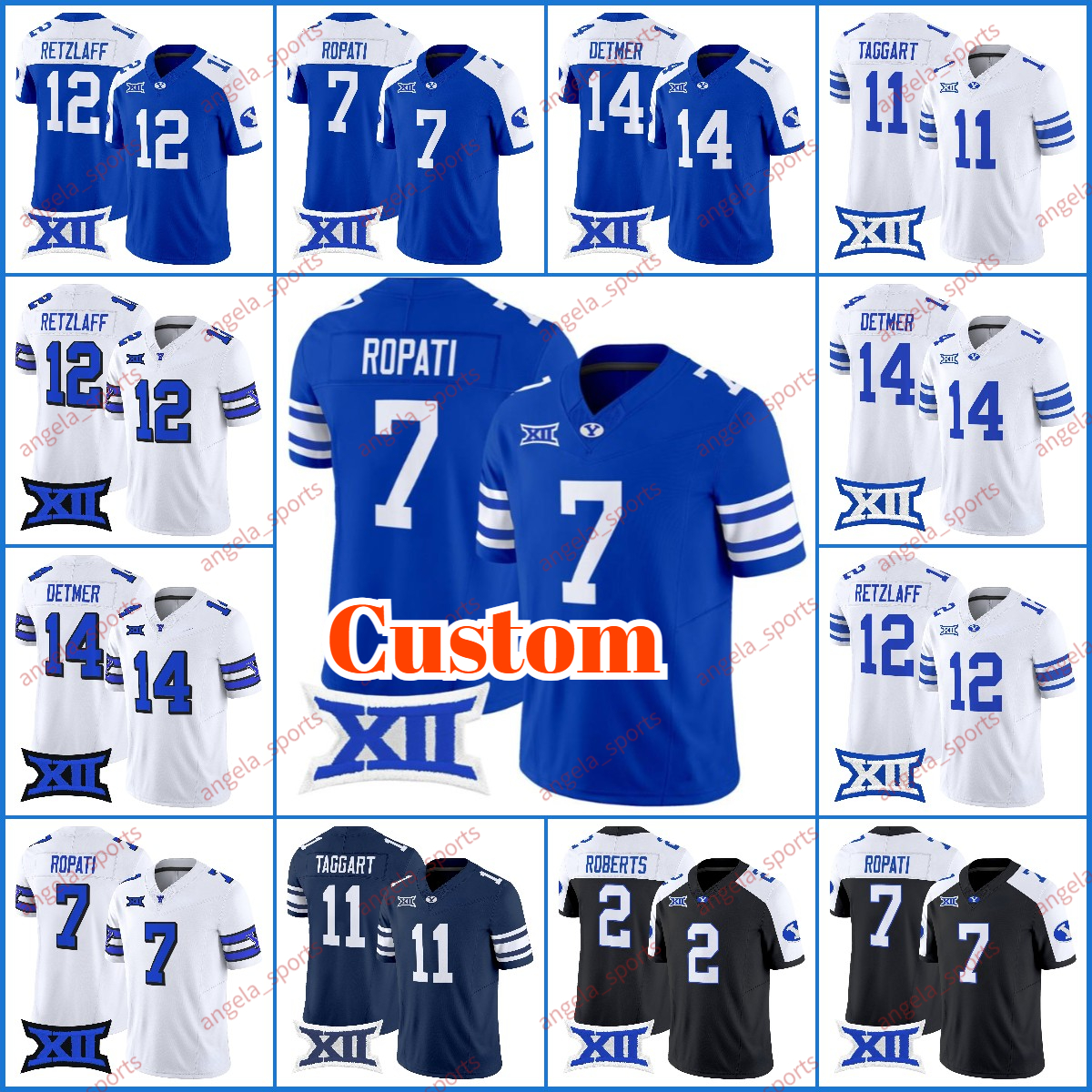 1996 Throwback BYU College Football Jersey Chase Roberts Harrison Taggart Hinckley Ropati Jake Retzlaff Steve Young Ty Detmer Royal Alternate Custom Jerseys