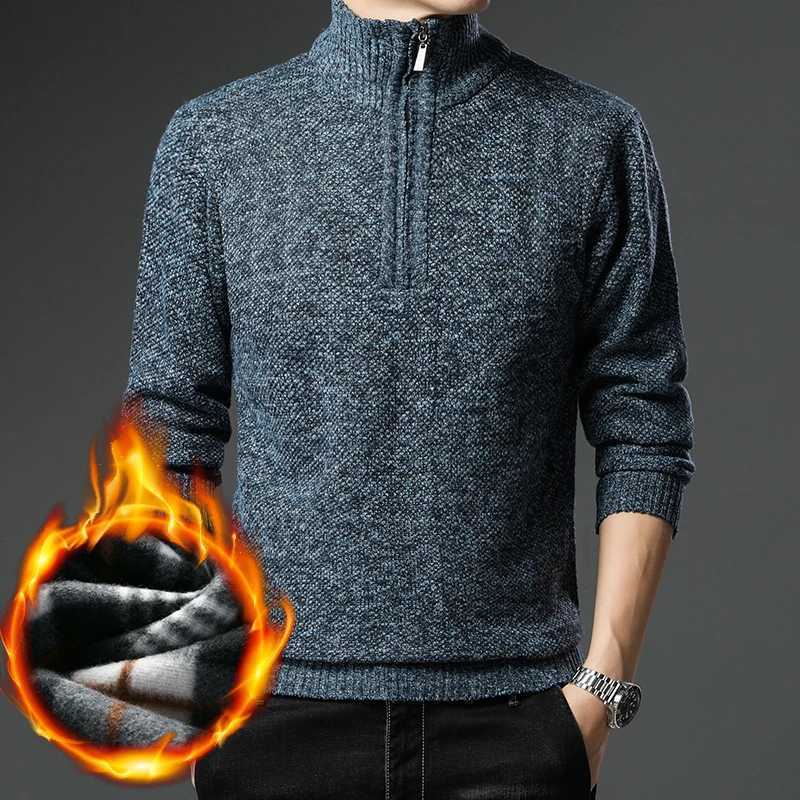 Autumn and winter mens pullover sweater with turtle neck and chenille wool for warmth ultra-thin mens dress W2411111