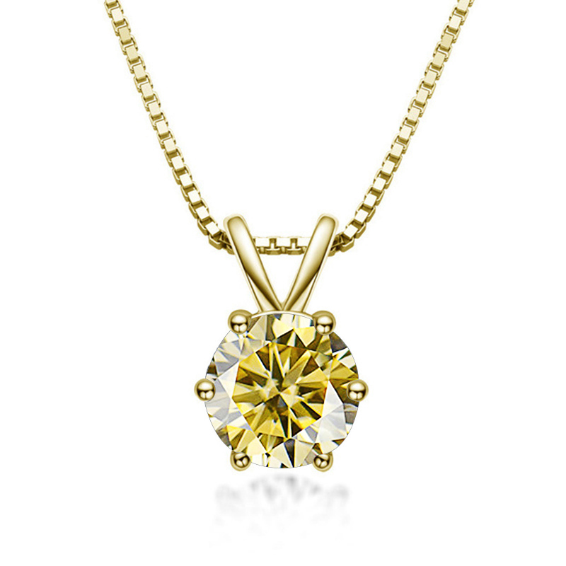JoyceJelly Real 1ct Moissanite Pendant Necklaces Trendy Sterling Sier Clavicle Chain Female Sparkling Wedding Jewelry Gift ce431