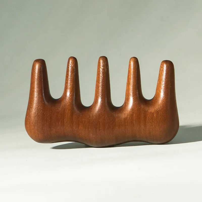 Wood therapy massage combing hair facial scalp melon sand massage natural facial sandalwood wide teeth melon sand scraping body massage W241112